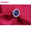 Silver Plated Women Wedding Engagement Jewelry Sets Princess Oval Zircon Crystal Necklace Earrings Ring - Image 16