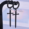 All Black Hoop Sword Pointed Cone Pendant Earring Stainless Steel Earrings For Women Men Accessories Goth Steampunk Jewelry - Image 2