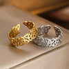 Stainless Steel Hollow Knot Rings For Men Women Gold-Plated Heavy Metal Adjustable Simple Finger Ring - Image 1
