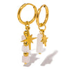 Asymmetric Stone and Eight Pointed Star Combination Pendant Earrings for Women, Stainless Steel Hoop Jewelry - Image 10