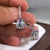 Classic 4 Claws Square Shape Women Drop Earring with Small Hoop Ladies Earring Shine Cubic Zirconia Jewelry - Image 4