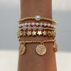 Retro Round Carved Pendant Bracelet Multi Layer Gold Color Star Round Bead Elastic Thread Woven Girls' Jewelry - Image 3