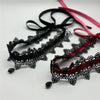 Gothic Lace Choker Necklace with Flower and Teardrop Details - Image 5