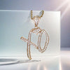Creative Bubble Letter Xo Inlaid White Zircon Pendant Necklace Men's Casual Party Jewelry Holiday Gifts - Image 2