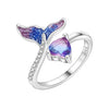 Miseff Silver Ring Cute Panda Whale Hummingbird Dragonfly Adjustable Open Ring Jewelry Gifts - Image 10