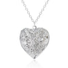 Silver Color Love Heart Photo Frame Pendant Necklace For Women I Love You Flower Pattern Heart Openable Locket Necklace Jewelry - Image 22