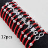 12Pcs/Set Evil Eye Bracelet Set for Both Men and Women Woven Red Bracelet Adjustable to Protect Friendship - Image 1