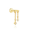 Silver 1pc Flower Shaped Inlaid Zircon Piercing Drop Earrings For Women Gold Jewelry Gift - Image 16