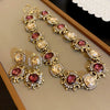 Vintage Purple Rhinestone Necklace Drop Earrings for Women Palace Style Geometric Round Necklace Earrings Ladies Jewelry Sets K - Image 7