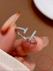 Silver Simple Shiny Parallel Length Adjustable Zircon Ring For Women Engagement Jewelry - Image 1