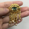 Eye Motif Tassel Brooch with Metal Chain Details - Image 2