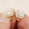 Zakol 6 Styles Sliver/Gold Color Shiny Cubic Zirconia Copper Ear Clips Geometric Square Heart Round CZ Stud Ear Accessories - Image 15