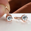 Cute Female Crystal Blue Round Stone Earrings Simple Crown Rose Gold Color Bride Jewelry For Women - Image 12