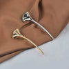 Glossy Metal Ginkgo Leaf Shape Piercing Clip Pin Brooch for Women Men Coat Jacket Accessories Personalized Suit Corsage - Image 1