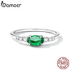 Silver Oval Gemstone Ring for Women Green Pink Zirconium Prongs Setting Ring Wedding Bridal Jewelry Gift - Image 4
