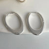 Silver Earrings For Women Shinning Oval Big Hollow Earring Jewelry Prevent Allergy Party Accessories Gift - Image 2