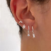 4PCS Stainless Steel Four Zircons Flower Pendant Hoop Earrings Set for Women Cartilage Huggies Square Earring Piercing Jewelry - Image 2