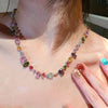 Candy Color Zircon Necklace Bracelet Set for Woman Sparkly Multi Color Crystal Beaded Chain Dainty Stackable Jewelry - Image 1