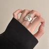 Silver Open Finger Ring Punk Heart Irregular Geometric Stackable For Women Girl Jewelry Gift - Image 24