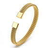 8MM Woven Flat Mesh C-Shaped Open Bracelet Vintage Stainless Steel Chain Jewelry Women Men Gift - Image 7
