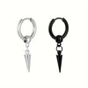 1-2 pairs Stainless Steel Men's Cone Pendant Earrings, Retro Punk Style Hip-hop Dangle Earrings For Men - Image 6