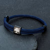 Handmade Navy Blue Braided Rope Bracelet Stainless Steel The Tree of Life Square Bracelets for Men Women Couple Jewelry - Image 1