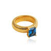 Chunky Striped Ring with Square Crystal in Gold-Tone - Image 10