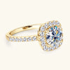 Brilliant Halo Ring 8mm D Engagement Wedding Finger Rings Gold for Women with - Image 1