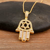Light Palm Shape Heart/Star Design Pendant Necklace For Female Male Pave Shiny Crystal Zircon Jewelry Gifts - Image 7