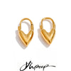 Golden Pvd Plated Stainless Steel Heart Love Cast Hoop Earrings Anti Allergic Metal Texture Daily Jewelry Gift - Image 1