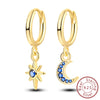 Silver Hoop Earrings Star Moon Stud Drop Earrings For Woman Party Wedding Accessories Jewelry Gift - Image 36