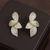 Shiny Micro-set Zircon Leaf Earrings for Women CZ Symmetrical Earring Wedding Jewelry - Image 8