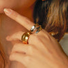 Stainless Steel Geometric Cool Concave Convex Ring Women's Personalized Jewelry Gift - Image 3