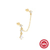 Silver 1pc Water Drop Zirconia Tassel Chain Two Stud Earrings For Women Hypoallergic Jewelry - Image 13