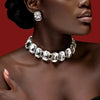 Stonefans Exaggerated Square Rhinestone Choker Necklace Set Trend 2023 Big Crystal Stud Earrings Women Jewelry Set