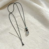 Metal Geometric Droplet Stone Bead Pendant Adjustable Black Leather Rope Long Sweater Chain Necklaces Jewelry Accessories - Image 5