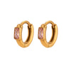 Dainty Cute Girl's Mini Size Hoop Earrings Square Shape Zircon Stone Gold PLated Stainless Steel Huggies Earring - Image 8
