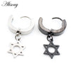 2PCS Stainless Steel Star Cross Snake Spike Skull Sword Blade Chain Feather Spider Dangle Women Men Huggie Hoop Earrings - Image 4