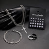 28pcs/set Casual Zircon Stud Earrings Cross Pendant Necklace Couple Ring Bracelet Set, Multi-piece Set, Suitable For Daily Wear - Image 1