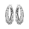 Openwork Leaf Pattern Hoop Earrings with Sculpted Detail - Image 14