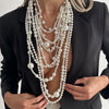 Imitation Pearl Multi-Layer Choker Necklace with Long Tassel Pendant - Image 1