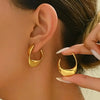 Simple Chunky Golden Stainless Steel Hoop Earrings Cubic Glossy Round Ears Clips Jewelry for Wedding Party Gifts - Image 1