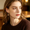 Colorful Zircon Stone Hoop Earring Hammered Pattern Oval Earrings Stainless Steel Gold Plated For Women's Gift - Image 5