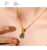 Stylish Green Glass Crystal Water Drop Pendant Necklace for Women 316l Stainless Steel Cast Gold Color Jewelry - Image 10