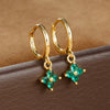 2PCS Zircon Flower Pendant Hoop Earrings for Women Simple Sweet Stainless Steel Earring Piercing Jewelry - Image 15