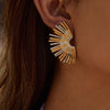 Yori Arrivals Hollow Fan Stud Earrings for Women Stainless Steel Summer Jewelry Recommend - Image 1
