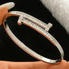 Stainless Steel CZ Bangle Bracelet for Women Silver Plated Clover Open Cuff Bangles No Fade Jewelry Gifts - Image 4
