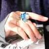 Hetian jade Enamel Porcelain Lotus Canopy Open Ring Chinese Retro Style Design Silver jewelry - Image 5