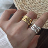 Silver Open Rings for Women Men Couple Handmade Irregular Lines Ring Party Jewelry Prevent Allergy Gift - Image 3