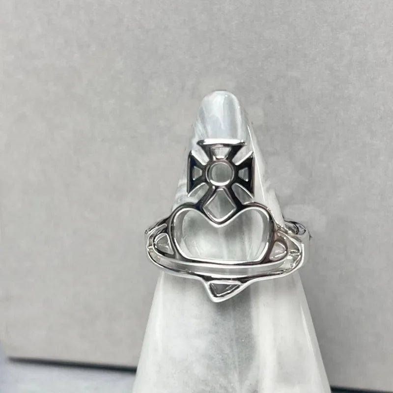 Hollow Rings Heart Adjustable Ring Irregular Geometry Punk Vintage Rings For Women Girl Jewelry - Image 1